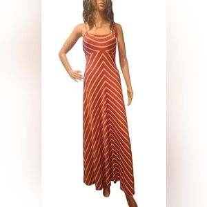 Vintage 1970s Chevron Print Criss Cross Maxi Dress